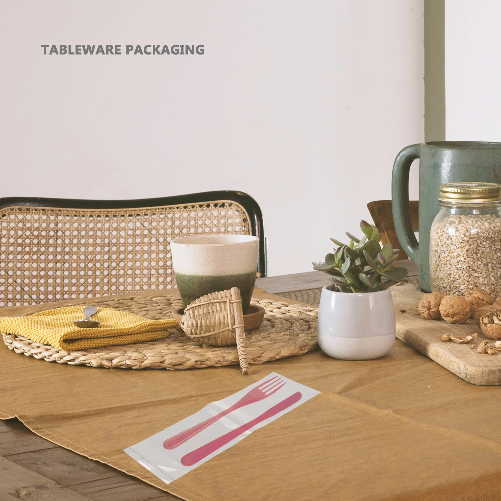 

100pcs Cutlery Packing Pouch Transparent Portable Tableware Sleeve For Chopsticks Forks Spoons Takeout Supplies Opp Utensil