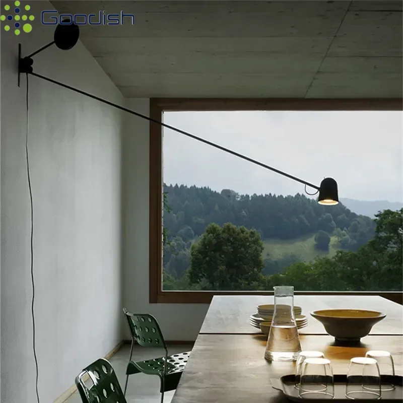 Modern Stylish Fashion Adjustable Long Pole Swing Arm Art Creative Lights LED Wall Lamps for Bedroom Home Decoration Chandelier
