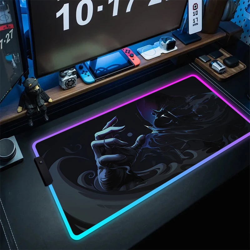 Imagem -04 - Rgb Mousepad Valorant Anime Antiderrapante Tapete de Mesa Gaming Mouse Pad Gamer Bloqueio Borda Mouse Tapete Led Grande Borracha Teclado Esteiras Xxl