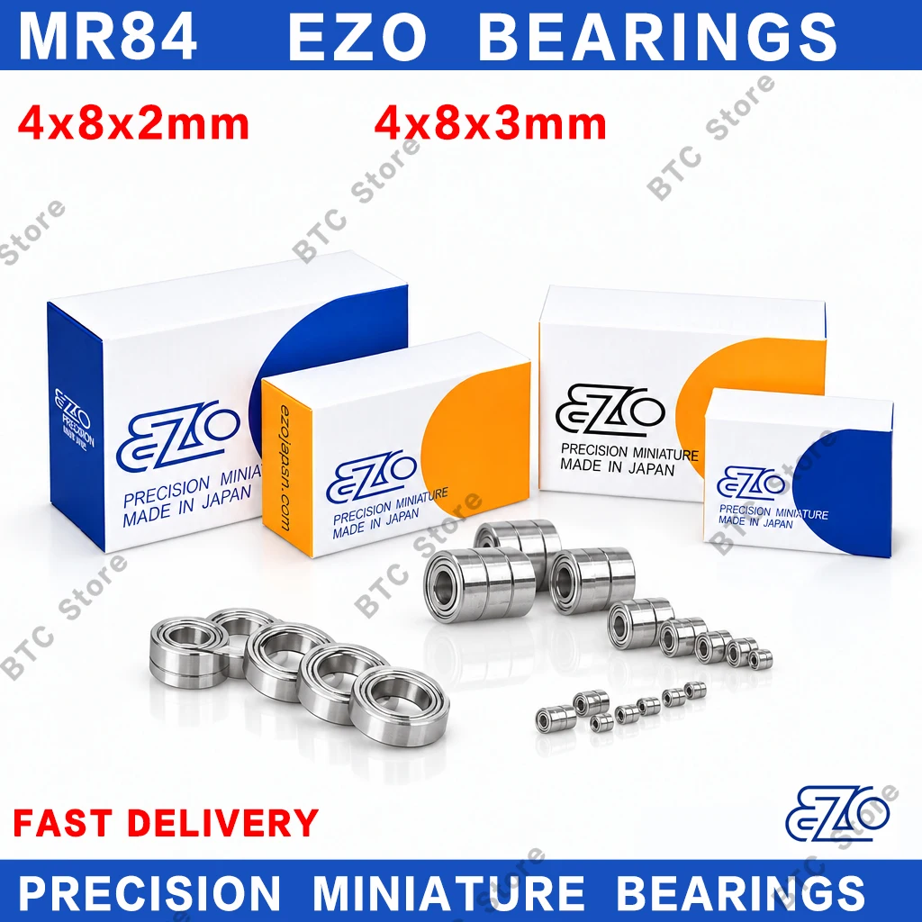 10Pcs Japan EZO Bearing ABEC-9 MR84 MR84ZZ MR84-2RS 4x8x3mm 4x8x2mm Miniature Ball Bearings