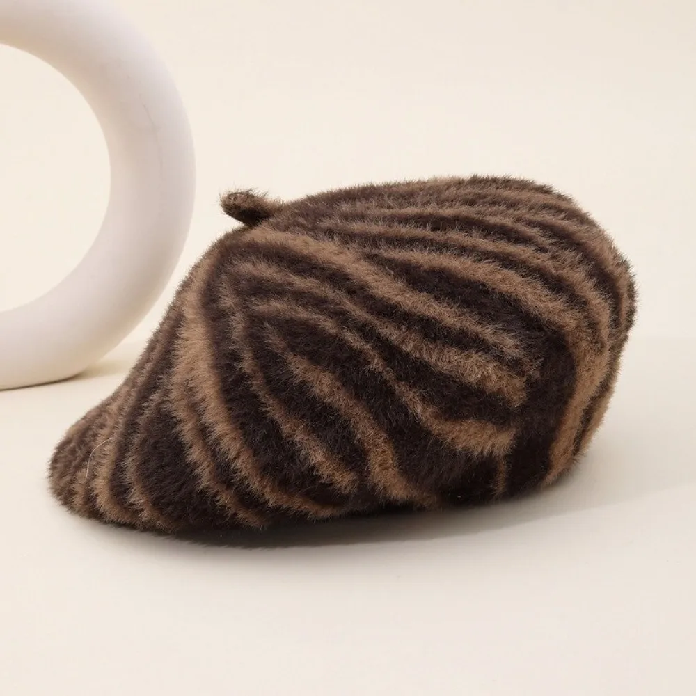 Classic Zebra Stripes Beret Hat Striped Pattern Versatile Artist Hat Casual Painter Hat Daily Wear