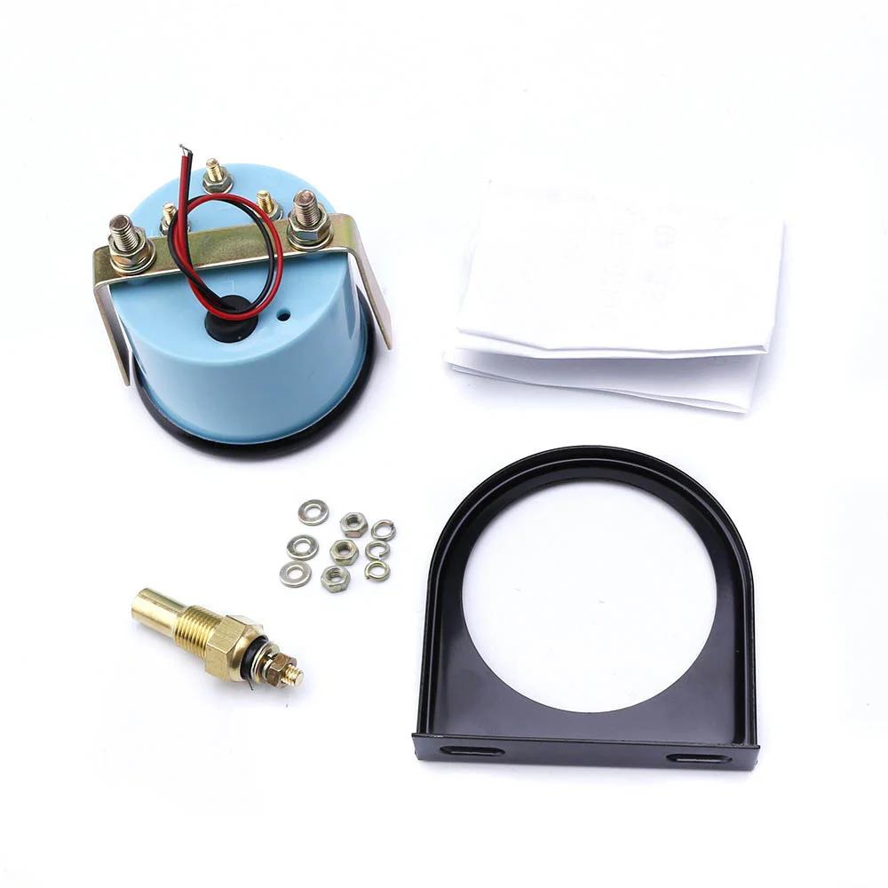 12 فولت 2 بوصة 52 مللي متر مقياس درجة حرارة الماء المبرد للسيارة 40 ℃ -120 ℃   مؤشر مقياس تلقائي أبيض LED الخلفية متر مع مستشعر درجة حرارة الماء