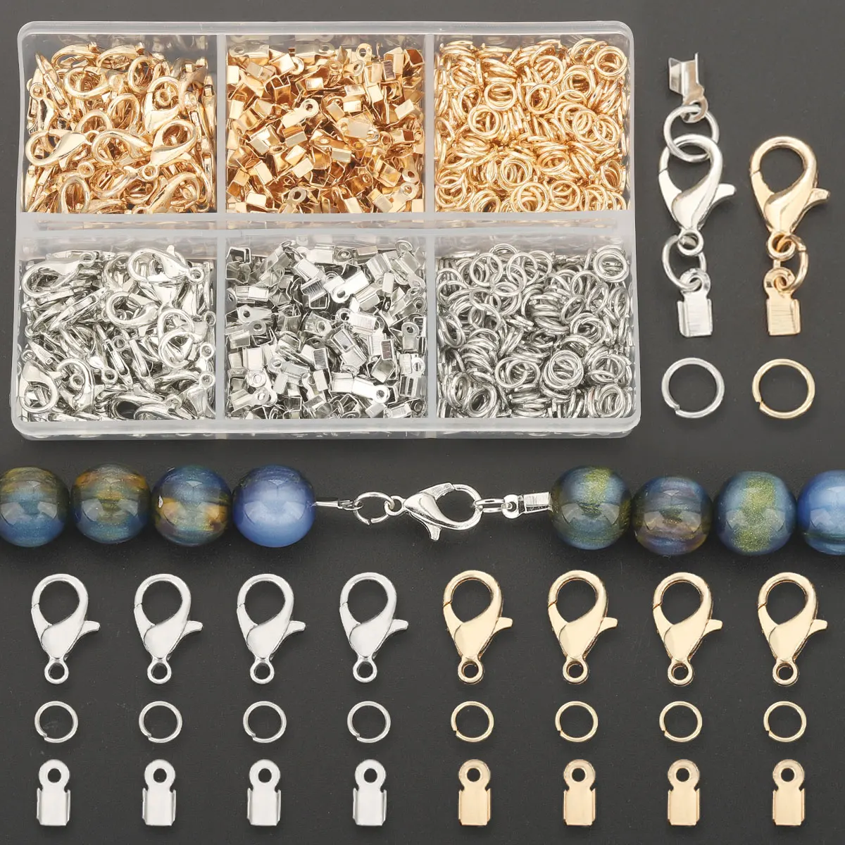 250 Pcs/Box - Necklace Clasp Making Kit. Suitable for DIY Necklaces, Bracelets, End Clasp of Bracelets, and Accessory Clasps.