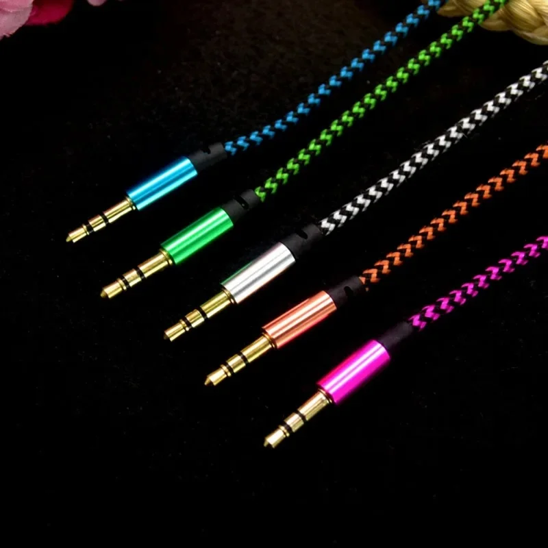 Colorful Weaving Audio Cable Copper Wire Core 3.5mm Vehicle Universal Connection Line Colour Public To Public Digital Products