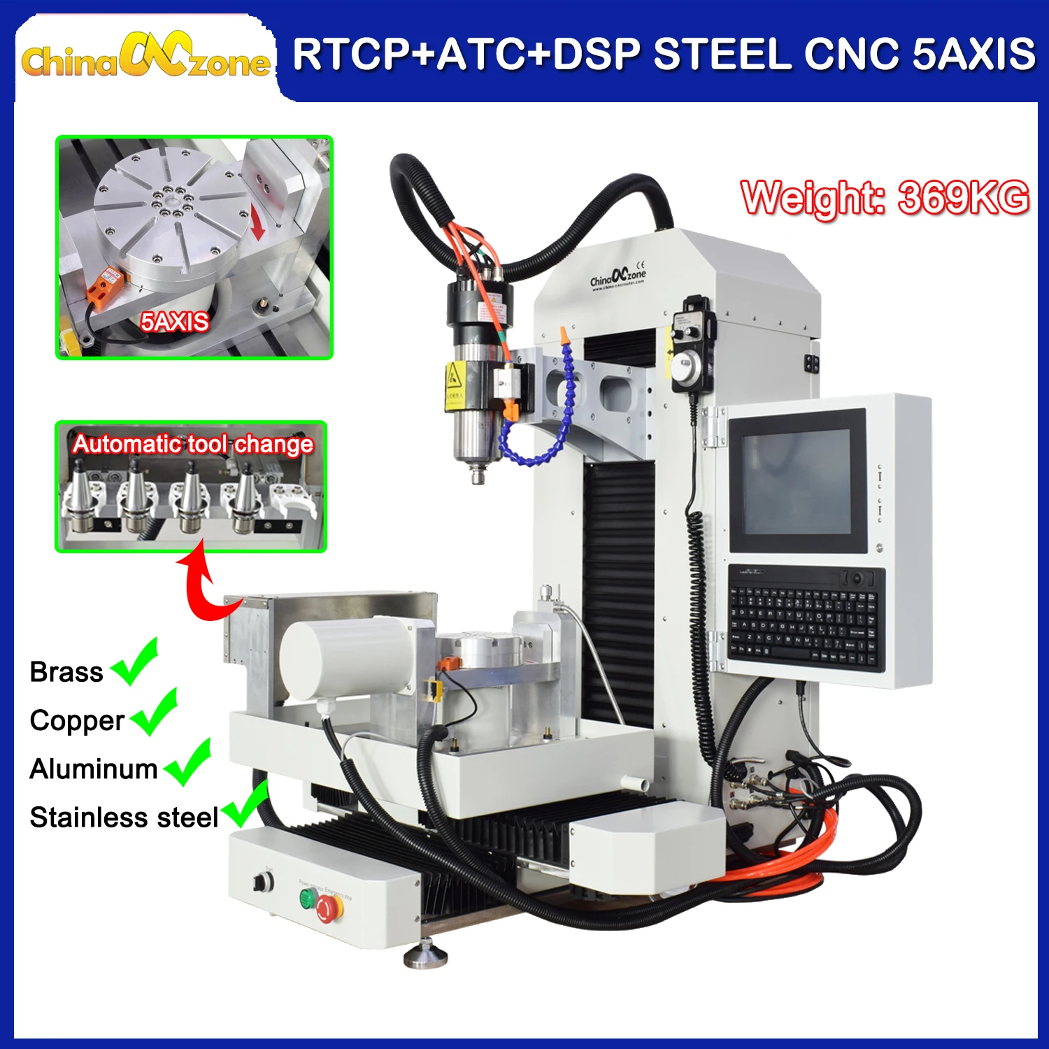 NEW Steel 5axis CNC 3040 machine RTCP&DSP 2 in 1 milling engraving machine Automatic tool change X/Y/Z/A/C axis servo motors