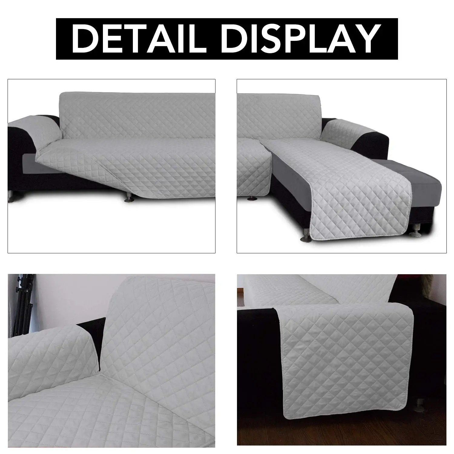 Non-Slip Waterproof L Shape Sofa Cover Corner Couch Slipcover for Living Room Pet Dog Kids Furniture Protector Washable Sofa Mat