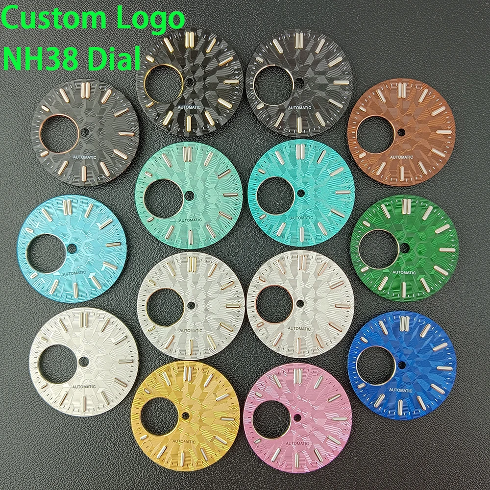 NH38 dial  Watch Dial  man watch Custom logo dial green luminous suitable for NH38 movement watch accessories
