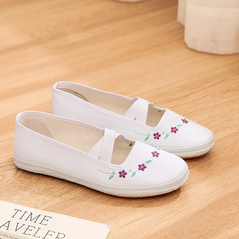 

Children's white dance shoes, girls' gymnastics shoes, hand-painted canvas shoes, performance students' sports shoes 22-40 size