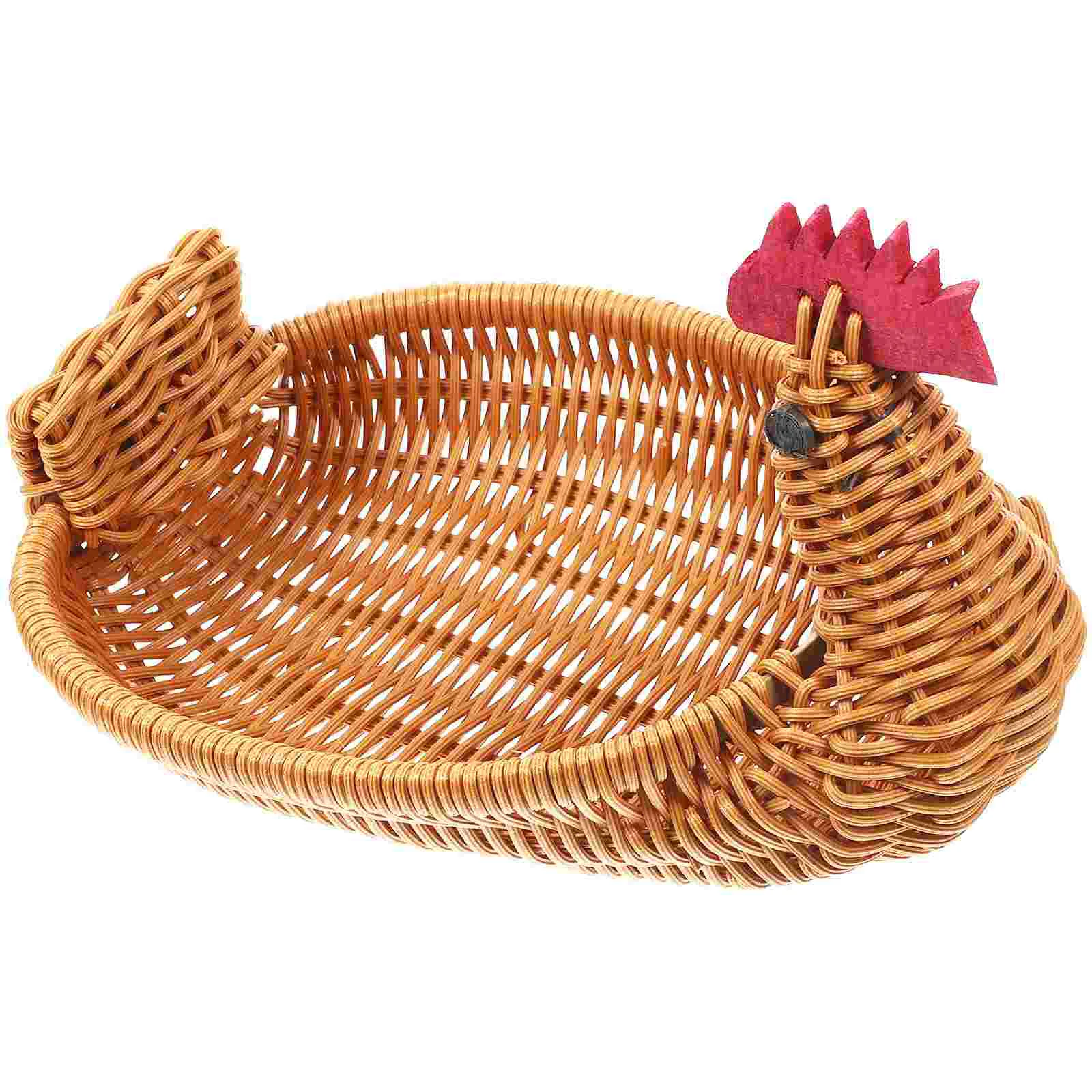 

Storage Basket Brown Egg Holder Rattan Woven Plate Vegetable Multifunctional Food Pp Bread Serving Natural