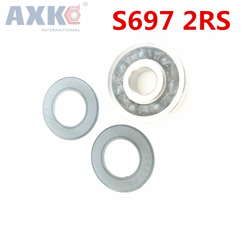 Axk S697-2rs Cb Abec-7 Stainless Steel 440c Hybrid Ceramic Deep Groove Ball Bearing 7x17x5mm