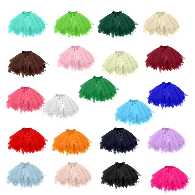 Women Crinoline Elastic Waist Petticoat Puffys Tutus Tulle Skirt Underskirt Slip