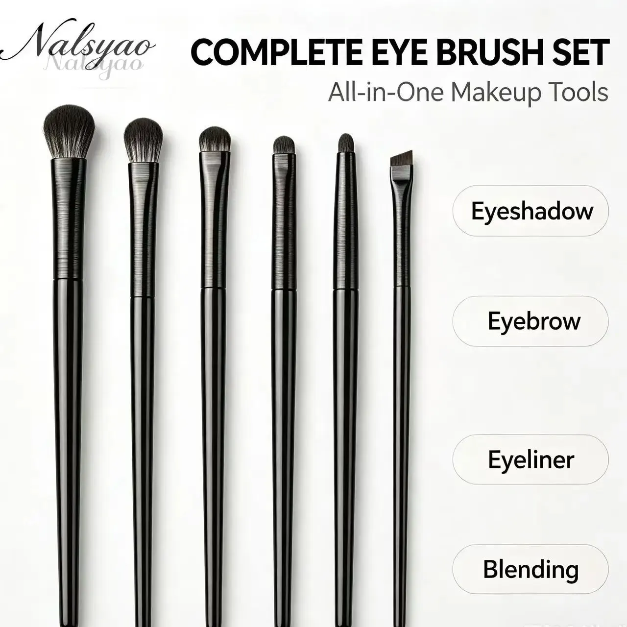 Natural Eye Makeup Brushes Set 12Pcs Eyeshadow Blending Eyebrow Contour Eyeliner Brush Kit Women Cosmetics Tools