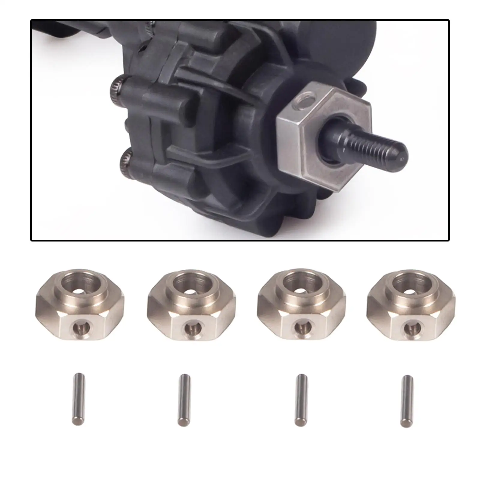 4x Accessory, Hexagonal Coupler Adapter, Kit, 12mm for Drive Input Gear DIY Accessory Front Axle Output Gear Short