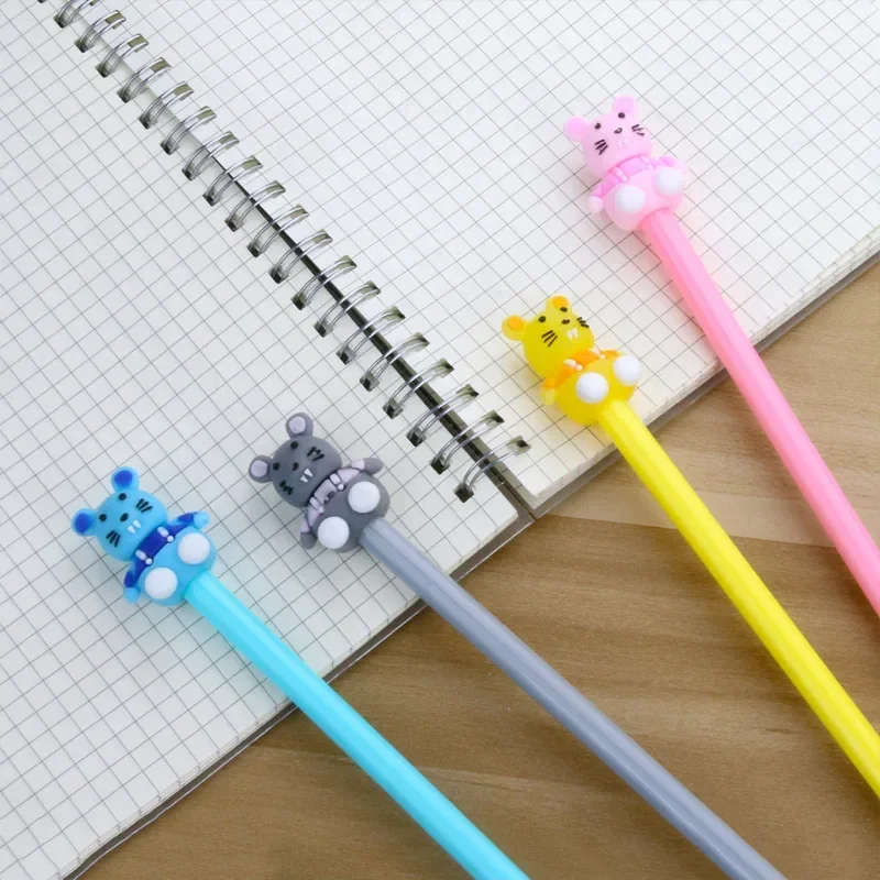 50PCS Cute Cartoon Creative Mouse Pen Gel Pen New Animal Signature Ball Pen Kawaii School Supplies Stationery