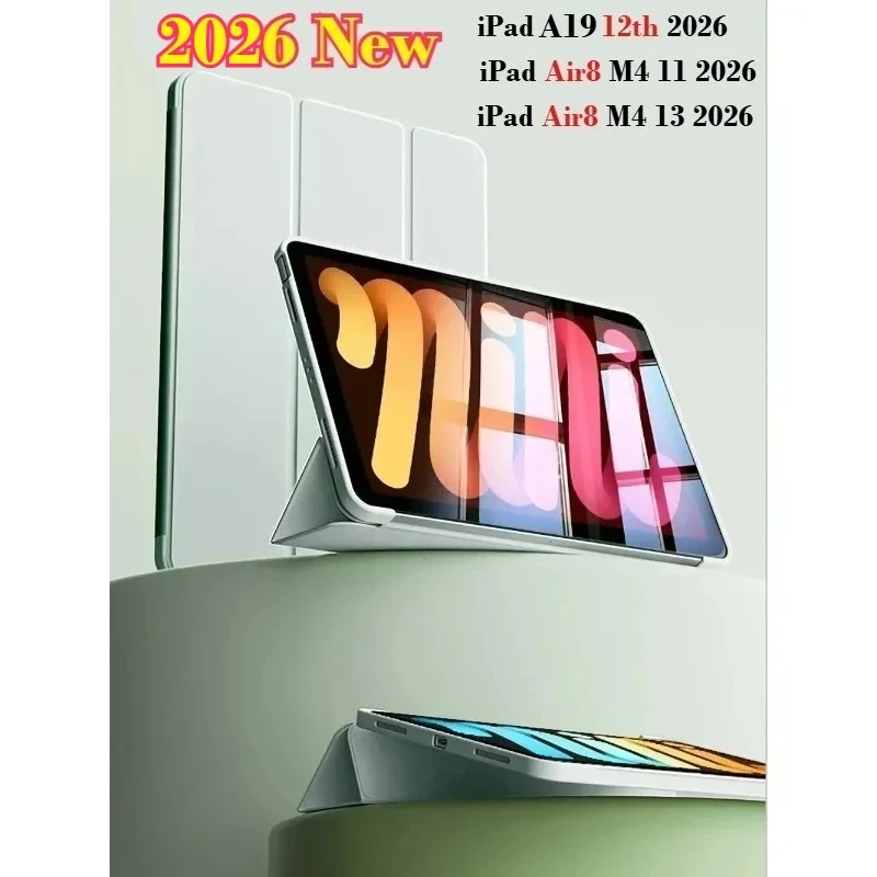 

For 2026 New IPad (A19) 12 th generation 11 " Tablet Case , for IPad Air 8 M4 11 13 Inch PU Leather TPU Soft Silicone Back Cover