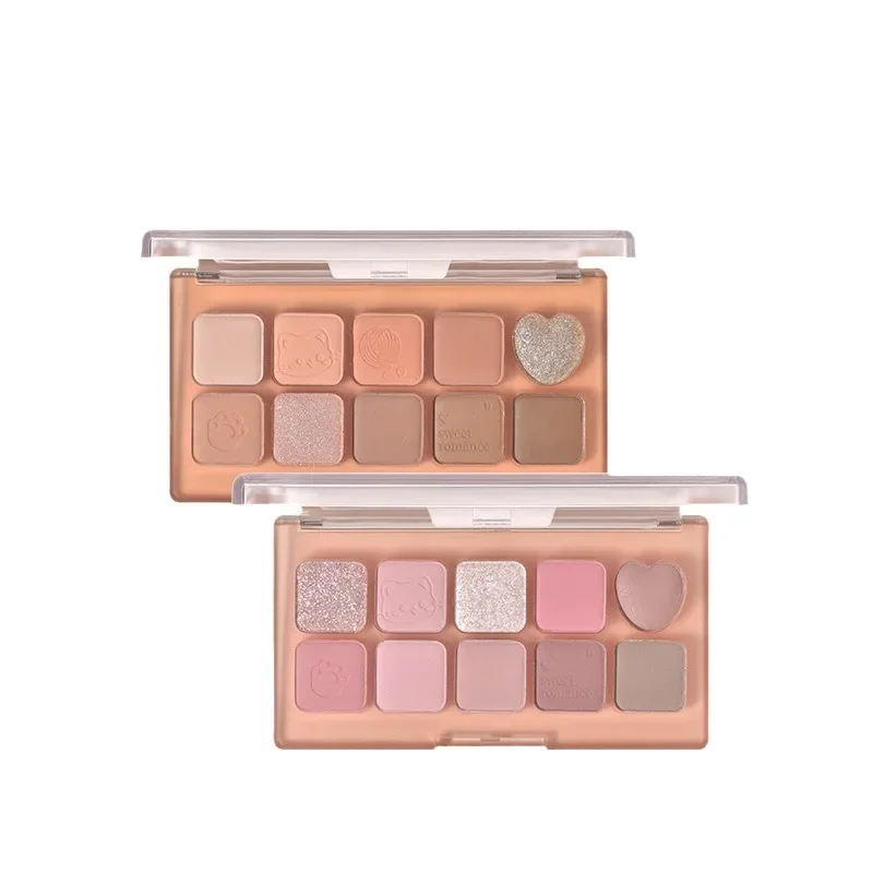 Gogotal-paleta de sombras de ojos de diez colores, resaltador de rubor, todo en uno, caramelo, rosa, marrón, maquillaje