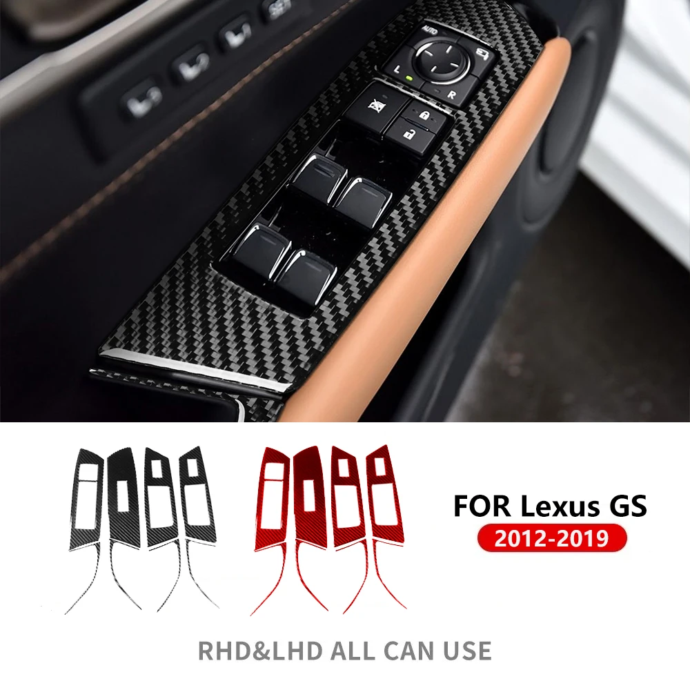 

Накладка на панель управления стеклоподъемниками из углеродного волокна для Lexus GS 2013-2019, аксессуары для интерьера автомобиля, декоративные наклейки-рамки