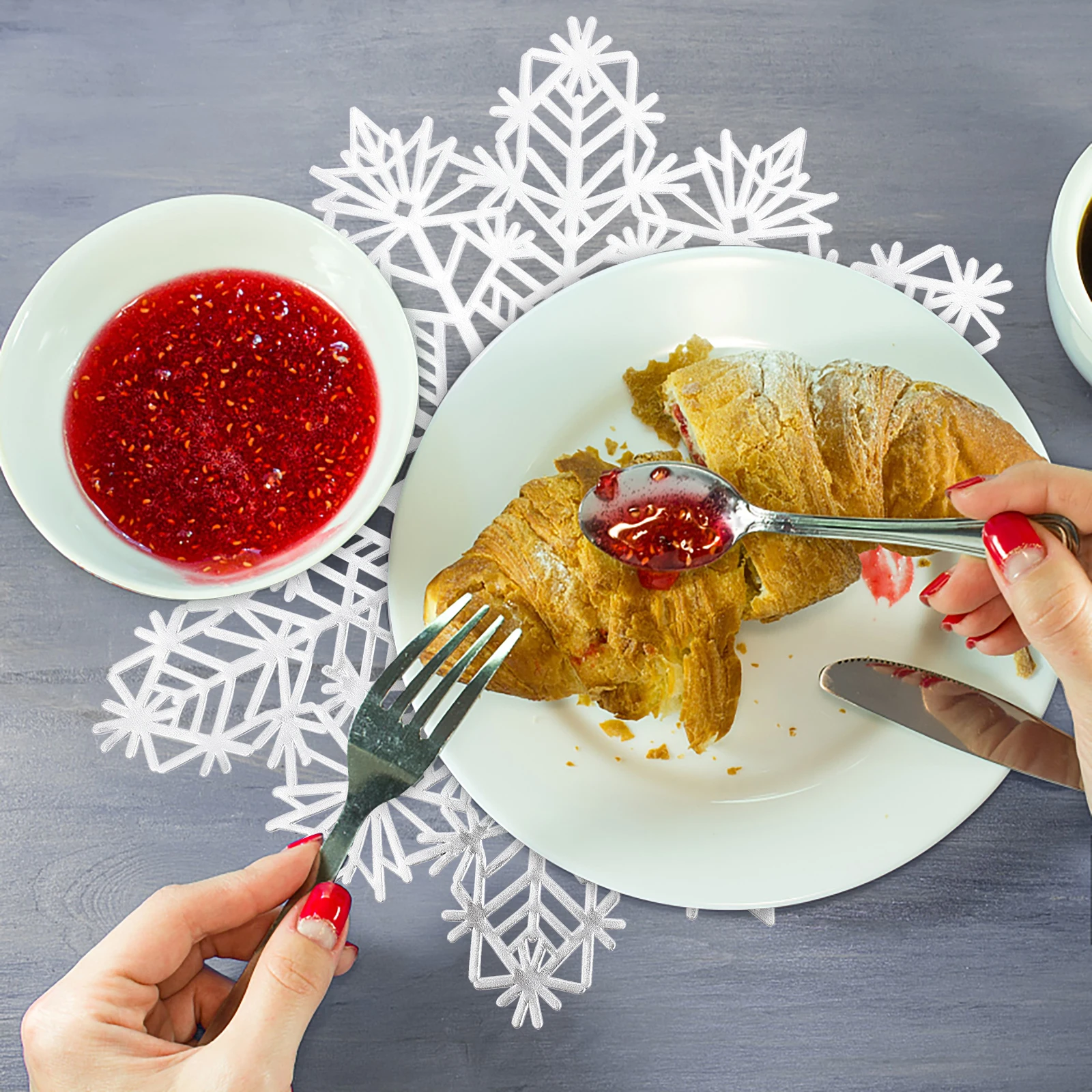 Christmas Snowflake Table Mat Holiday Mats Party Placemats Festive Printed Decorations