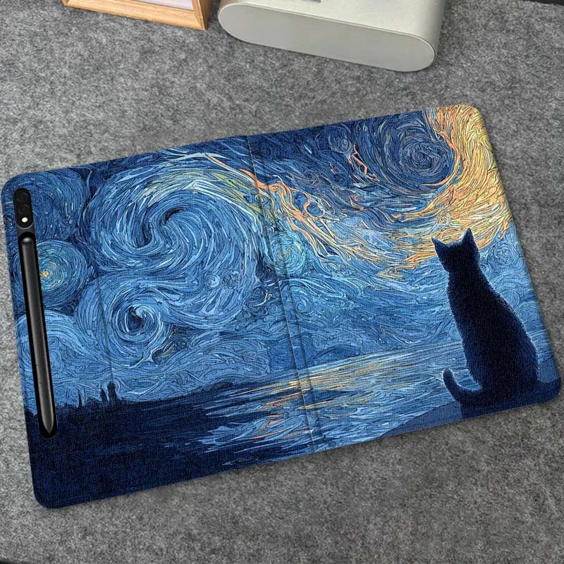 

Art Oil Painting Color Cat For Samsung Galaxy Tab S10 S9 S8 S7 FE Lite Soft Flexible Support Tablet Case Gift