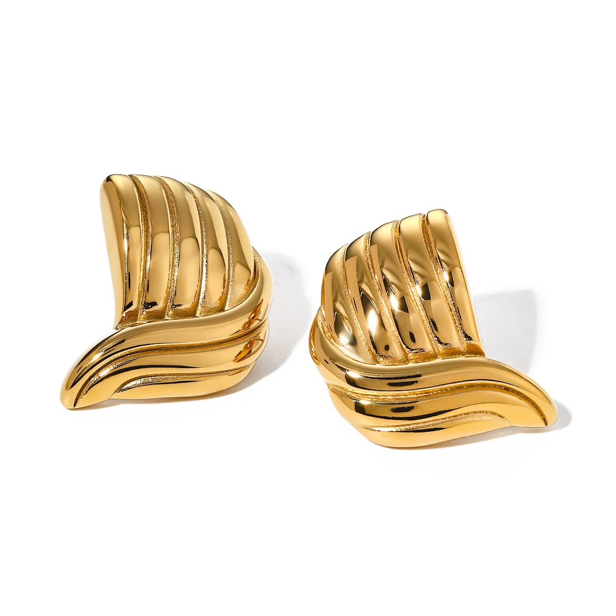 

Stainless Steel PVD 18K Gold Plated Tarnish Geo Creative Twist Stud Earrings For Woman Jewelry Wholesale Summer Trendy