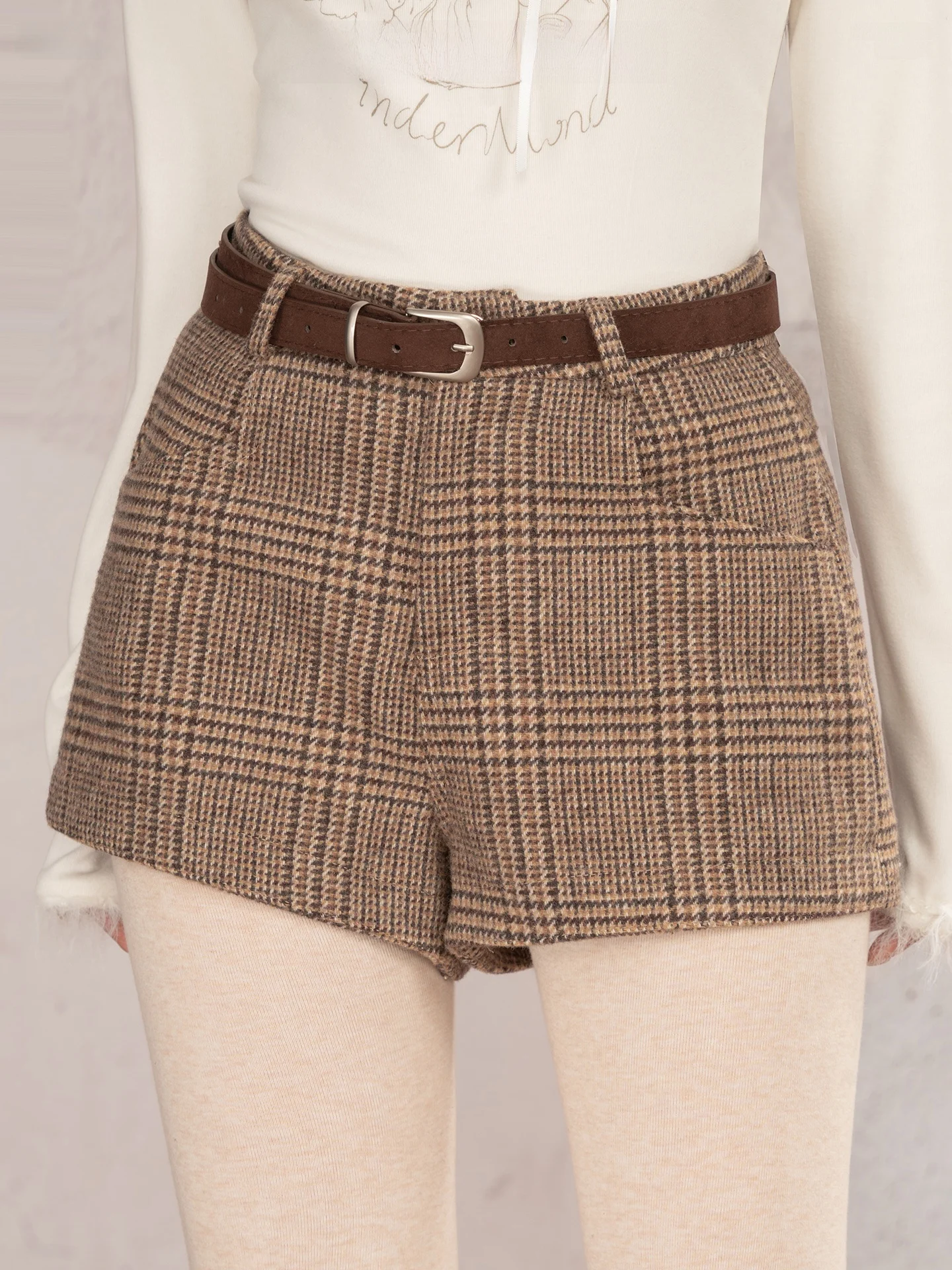 

Женские зимние брюки Loveheynew с высокой талией, А-силуэта, расклешенные, из шерстяной ткани, укороченные, для похудения, с широкими штанинами, повседневные