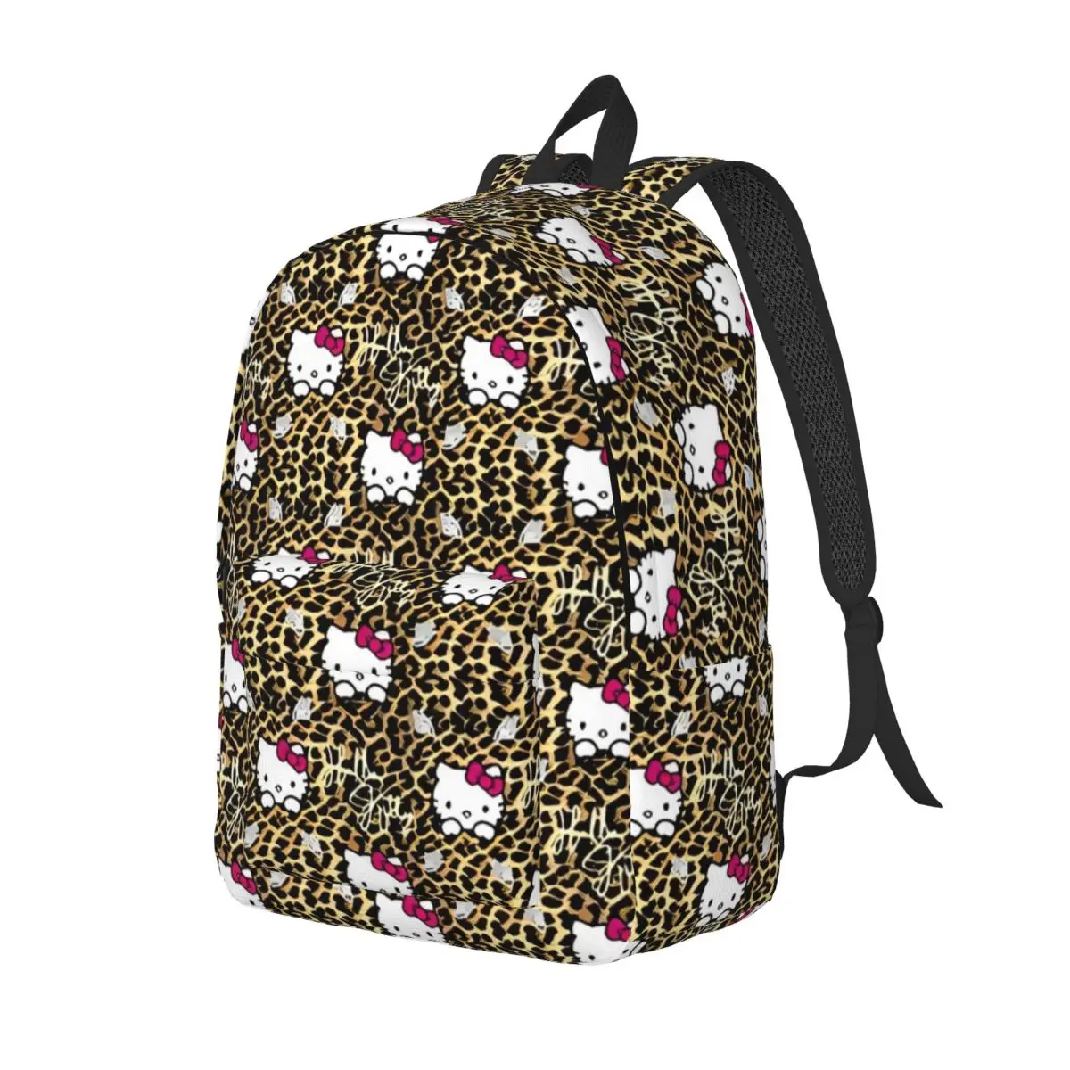 Hello Cheetah Kawaii Kitty With Diamonds Backpack Men Women Teenage Student Hiking Travel Daypack Hellokitty College Canvas Bags