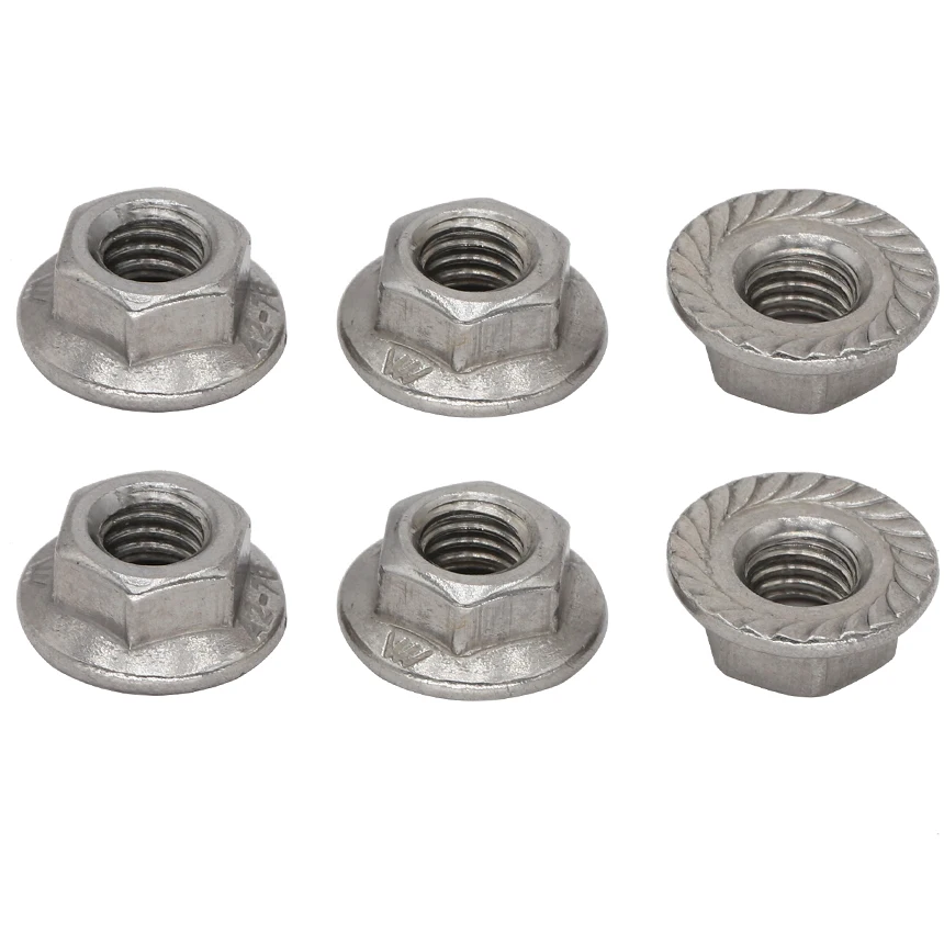 

M3 M4 M5 M6 DIN6923 201 316 Stainless Steel 201ss 316ss Heavy Lock Skid Prevailling Torque Type Metal Hex Hexagonal Flange Nut