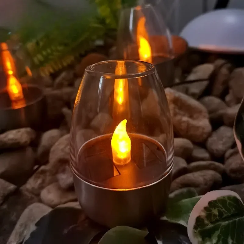 Outdoor Solar Electronic Candles Light Flameless LED Tea Light Table Lanterns for Garden Wedding Cafe Christmas Decor