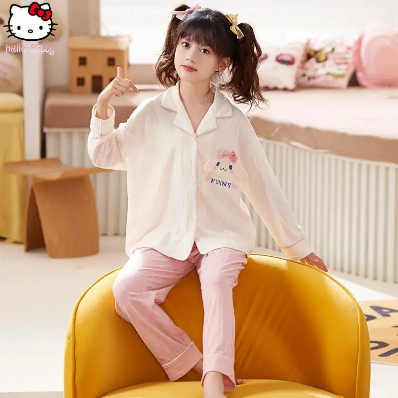 الفتيات الكرتون Pochacco بلايز السراويل منامة مجموعة Kawaii ربيع الخريف جديد أنيمي الجاكار ملابس المنزل الوالدين والطفل قطعتين مجموعة