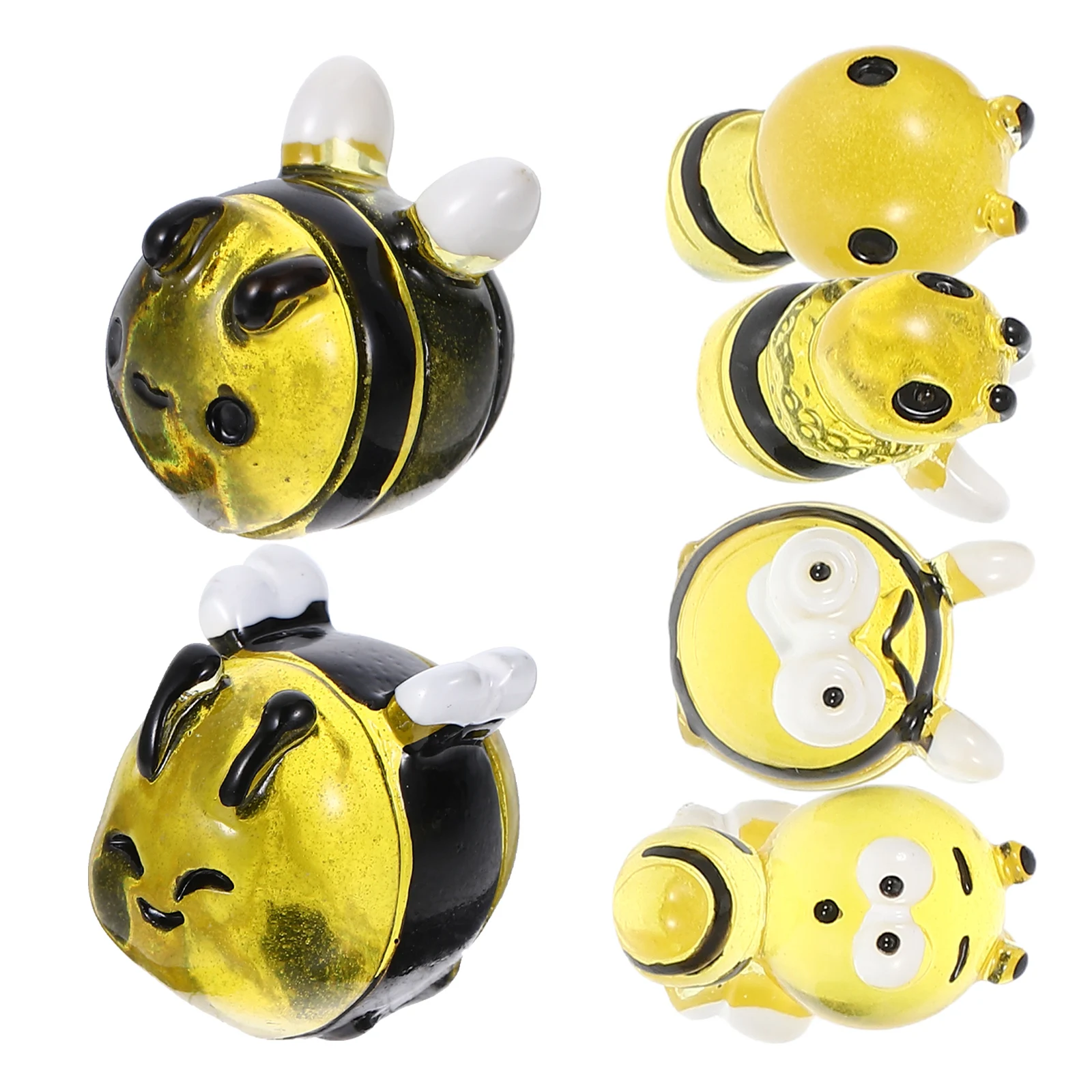 

6 Pcs Micro Landscape Gardening Resin Honey Bees Tiny Decorations Luminous Crafts Bee Shaped Accessories Decor