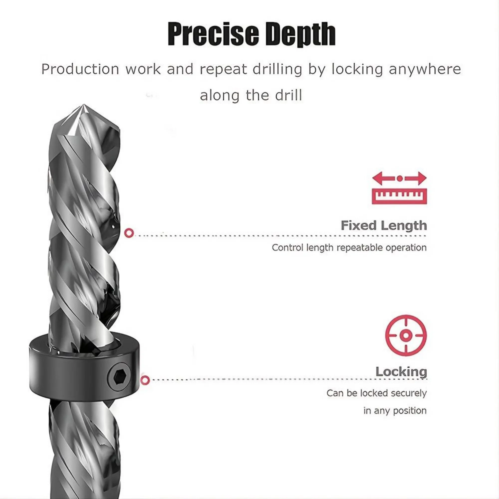 STONEGO Woodworking Drill Locator - 8Pcs/Set 3mm-16mm Drill Bit Depth Stop Collars Ring for Precision Wood Drilling