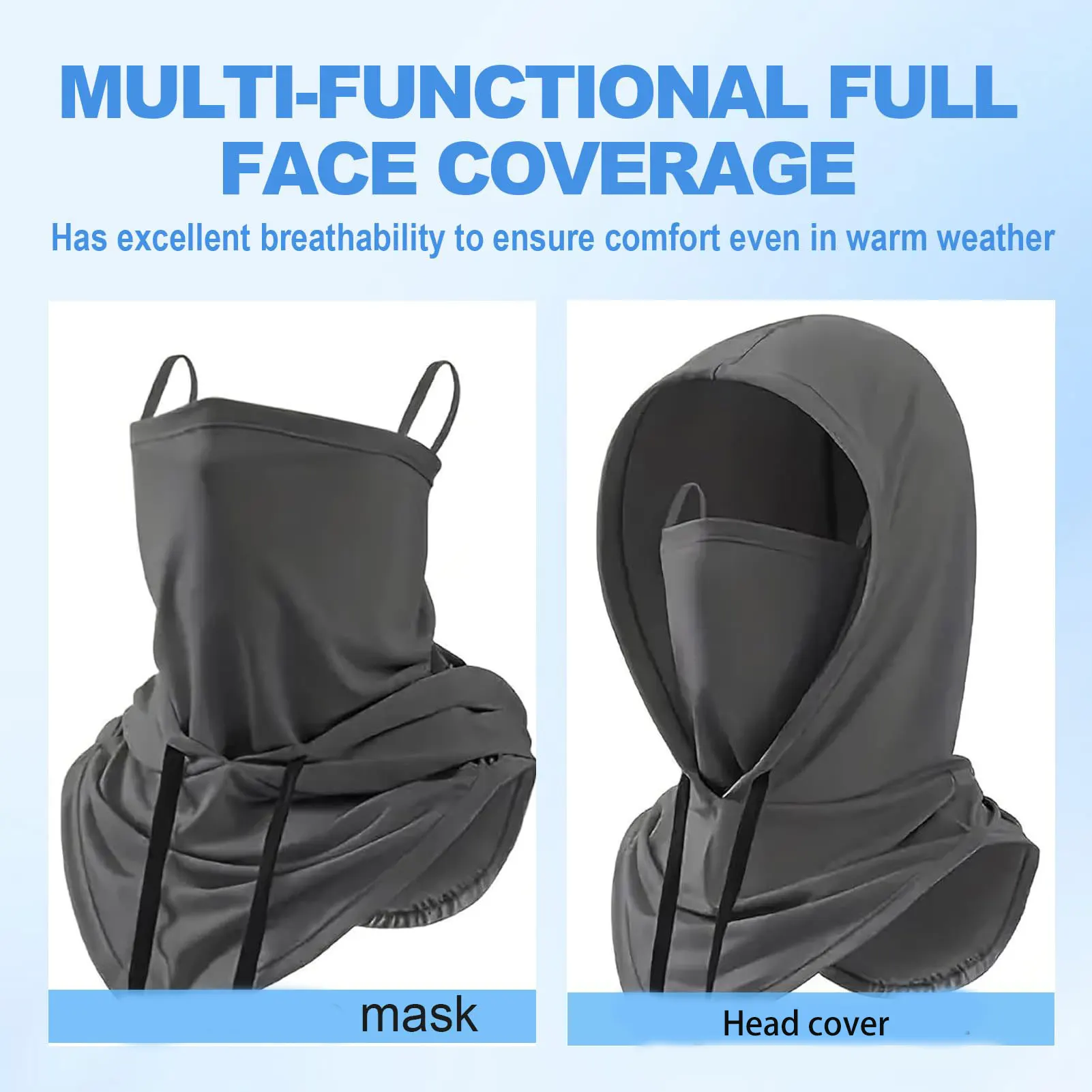 غطاء رأس بالاكلافا مقاوم للرياح وجيد التهوية، 360 درجة ° قناع مسامي، قناع وجه كامل متعدد الوظائف للرياضات الخارجية وصيد الأسماك #4