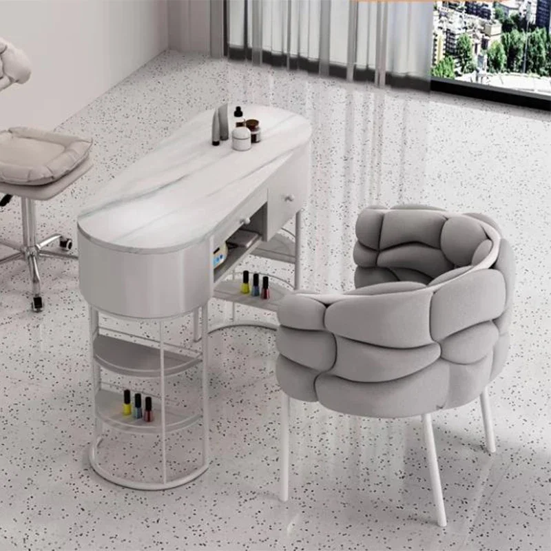 Nordic Marble Tabletop Manicure Table Storage Dressing Multifunction Vacuum Cleaner Nail Tables Cream Style Salon Furniture LLMT