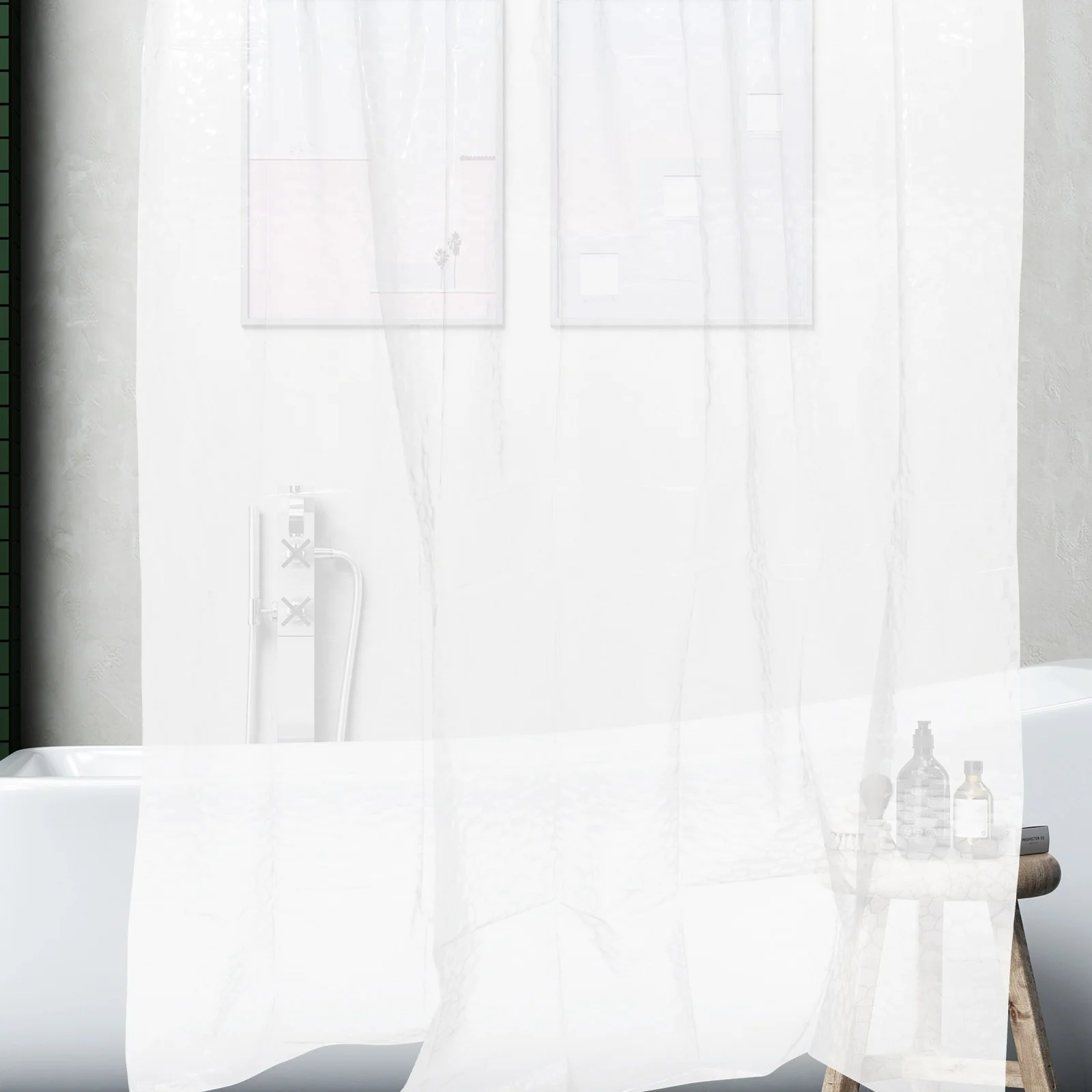 

Bathroom Wall Decor Shower Curtain Extra Long Waterproof for Showers Liner Washable