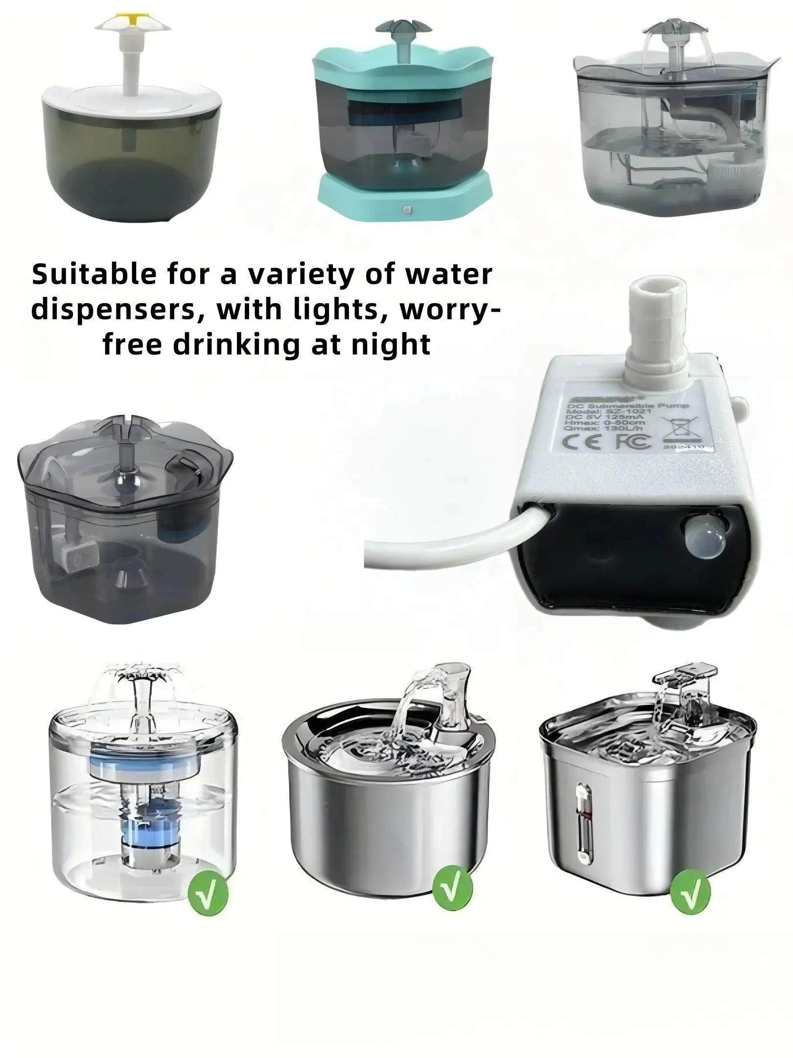 1-teilige, ultraeffiziente, leise USB-Wasserbrunnenpumpe für Haustiere mit LED-Anzeigeleuchte für Wasserbrunnen für Katzen, Premium-Ersatz – Detail 4