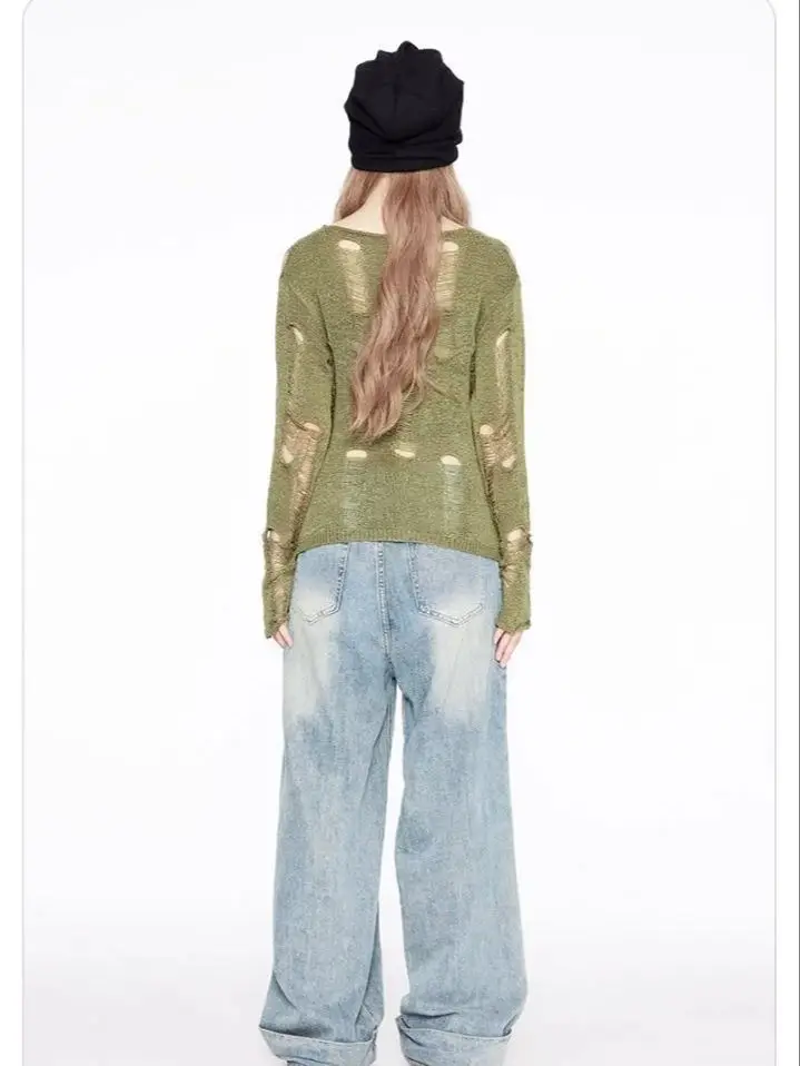 Fresh Two Piece Button Cardigan All Season National Tide Half Open Neck Women's Long Sleeve Knitted Sweater