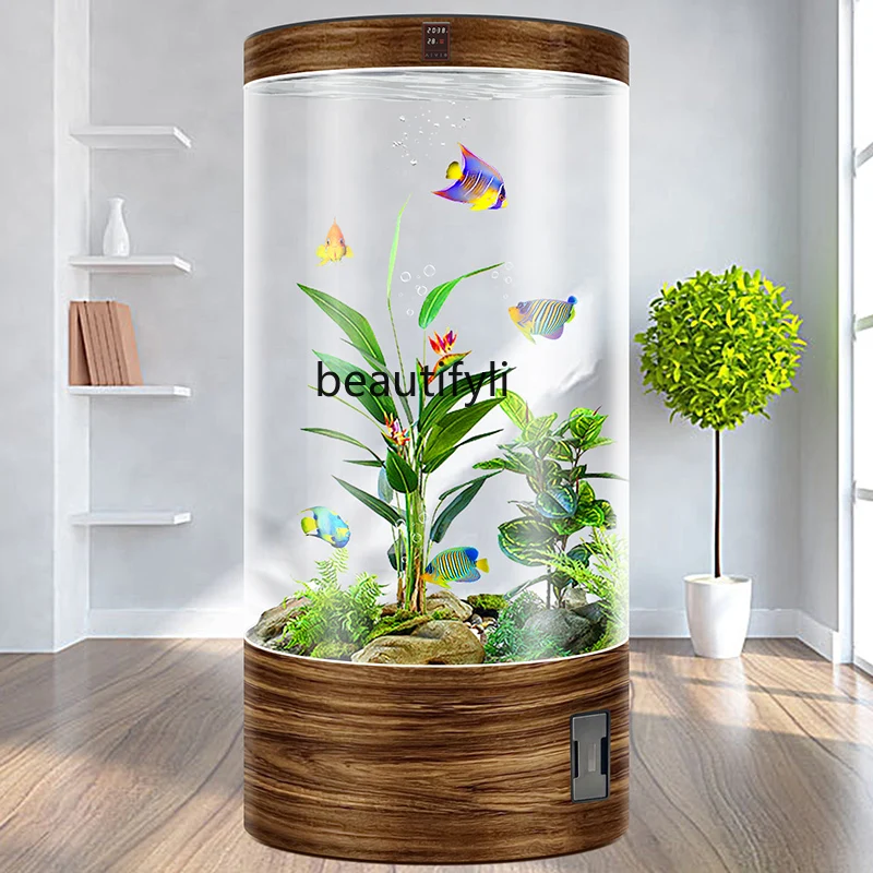 Round fish tank living room floor-to-ceiling aquarium smart ecological glass cylindrical