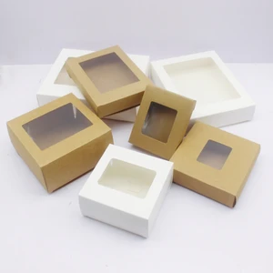 Geschenkpakete mit Fenstern, weißes Kraftpapier, schwarze Weihnachtsgeschenkboxen, Kuchenverpackung, Hochzeit, Familienparty, Pfannkuchen, DIY, 10 9 Hauptgebäudebuilderverkäufe - №6