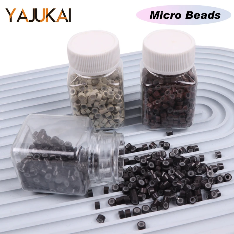 

500Pcs/Bottle Silicone Lining Rings Beads For I-Tip And Hand-Tied Weft Hair Extension 5Mm Micro Clip Beads Links, Rings & Tubes