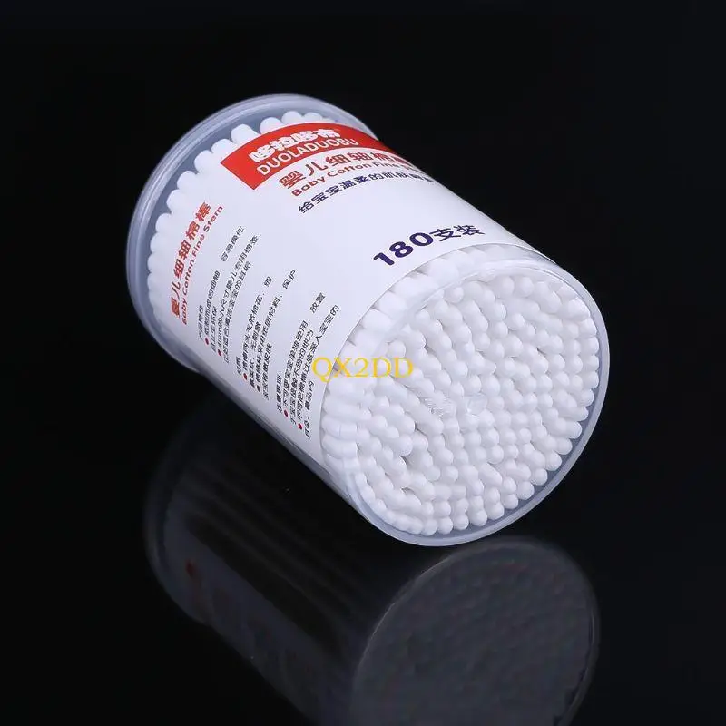 QX2D 180xDual-use Paper Cotton Swab Baby Clean Ear Mouth Ear Nose Belly Button