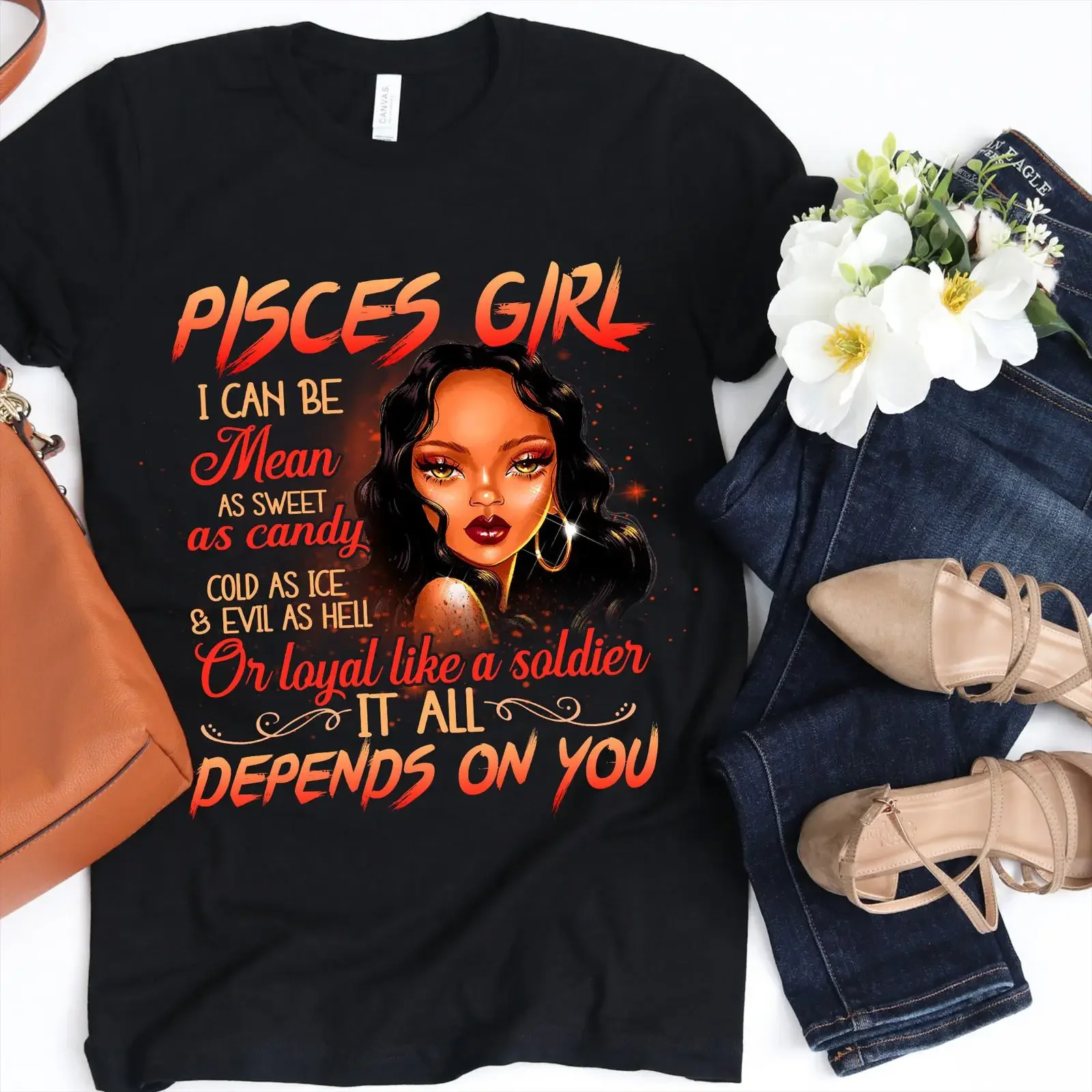 Pisces Girl Zodiac Horoscope T Shirt Funny Slogan Black Women Casual Birthday for Astrology Lovers vintage Washed graphic
