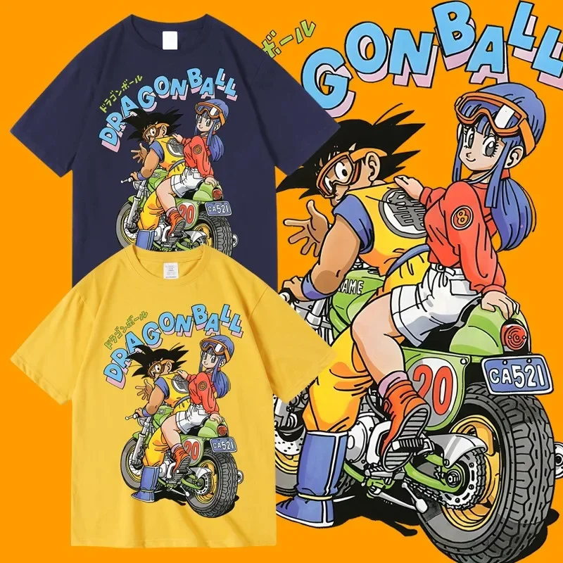 Camiseta de gran tamaño con estampado de Dragon Ball Son Goku ChiChi para hombres y niños, camiseta de manga corta a la moda, ropa informal con gráficos