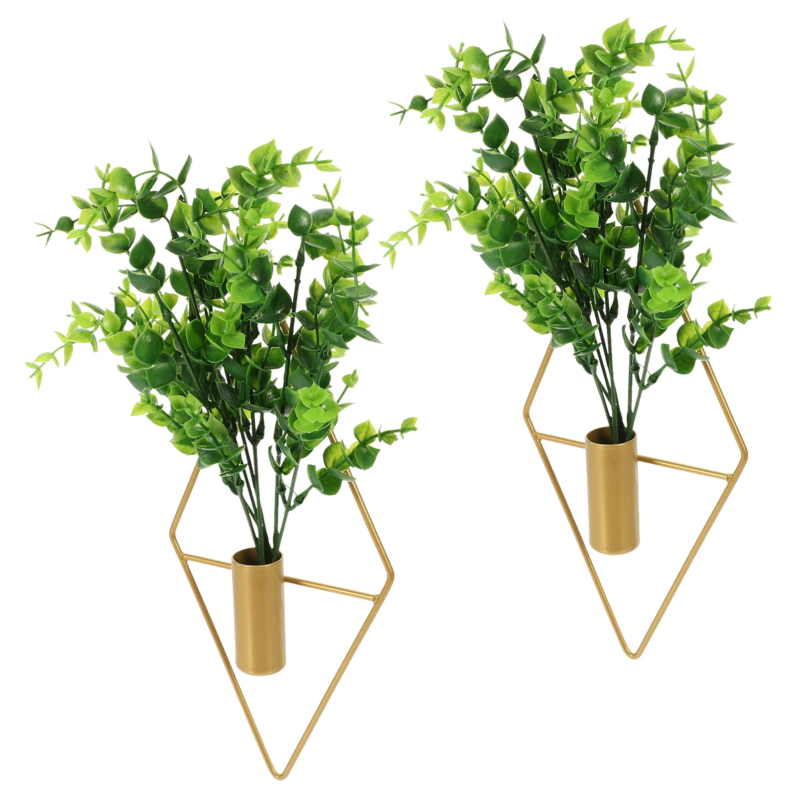 

2 set Shaped Metal Eucalyptus Fake Greenery Wall Mounted Hanging Planter Indoor Outdoor Simple Flower