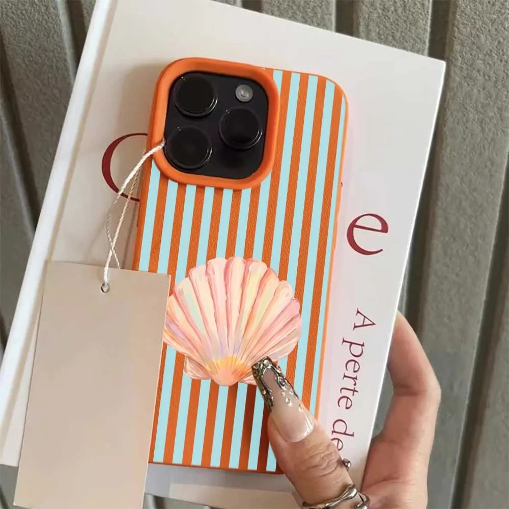 Minimalistische Bunte Muschel-Linien Handyhülle für iPhone 17 16 15 14 13 12 11 Pro Max 16 15 Plus XR Silikon Matt Stoßfeste Hülle – Detail 6