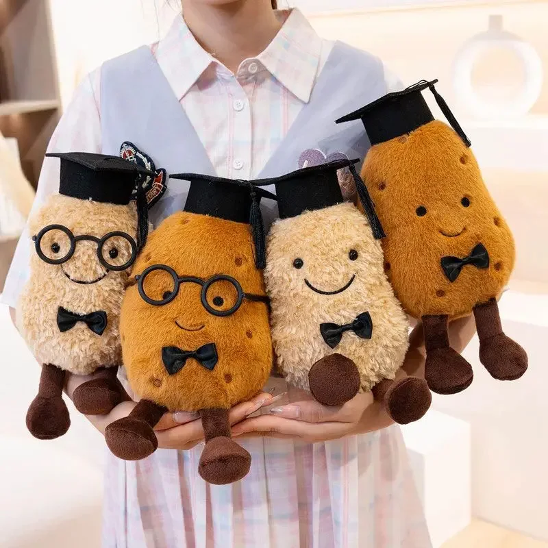 Cute Graduation Potato Plush Toy Soft Stuffed Doll With Bachelor Cap Bow Tie Adorable Funny Plushie For Graduation Gift Souvenir