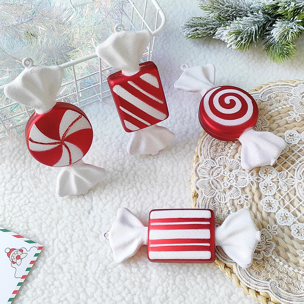 20/40cm Oversized Candy Cane Christmas Tree Pendant Christmas Decoration Wedding Red And White Painted Gold Party Home Decoratio