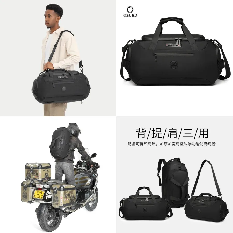 

【Новый стиль】Портативная дорожная сумка OZUKO, водонепроницаемый рюкзак для мужчин, большой вместимости, с отделением для мокрых вещей, многофункциональный, для спорта и активного отдыха.