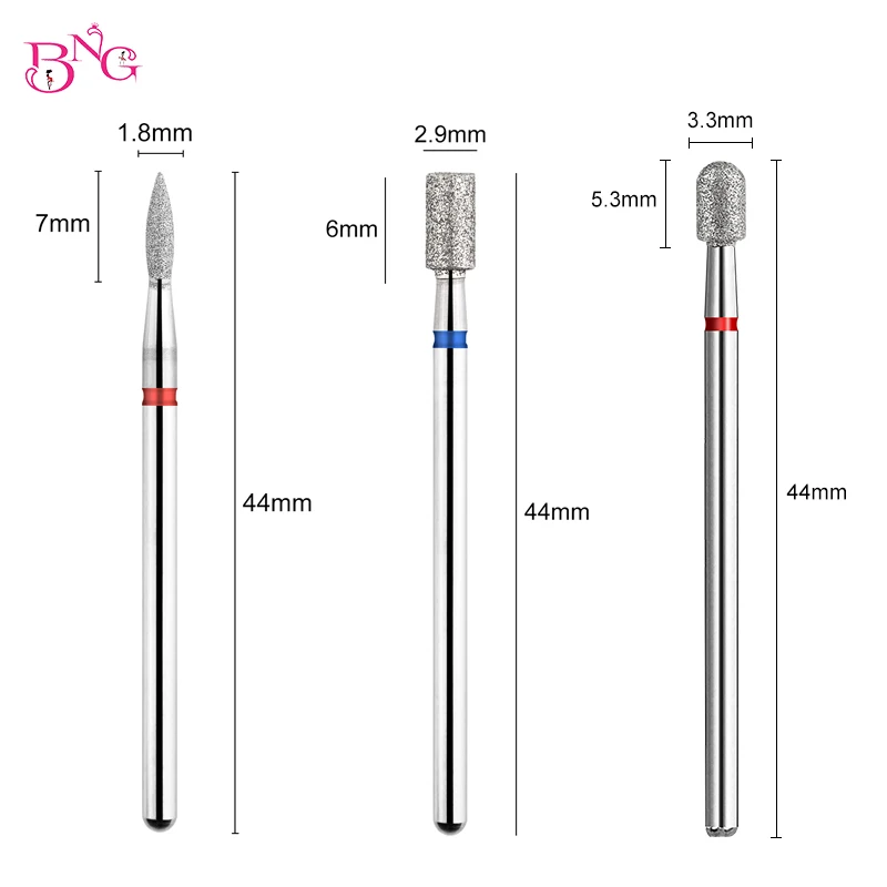 3Pcs Nail Drill Bits Diamond Cuticle Removal Bit for Acrylic Nails Manicure Nail Prep and Nail Gel Polish Remover 3/32