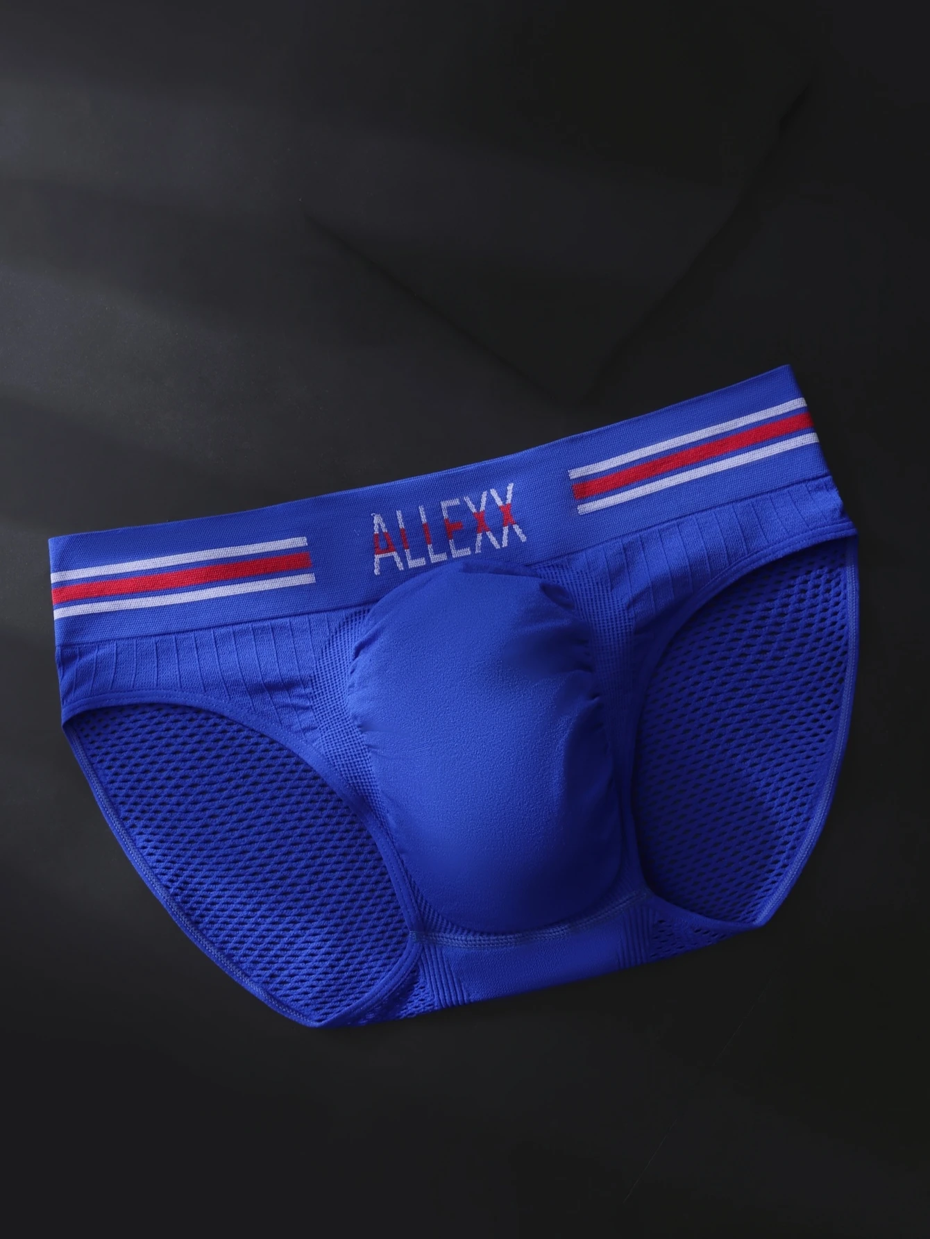 2PCS Men's Triangle Briefs Breathable Seamless Underwear with Contrasting Stripes And Letter Waist Mesh Comfortable Inner Brief