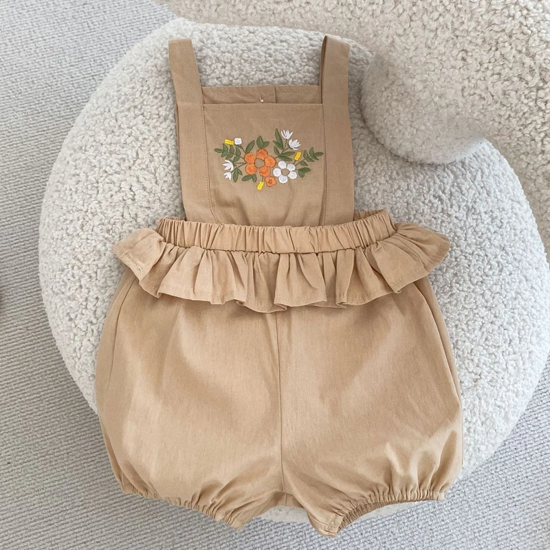 New autumn baby clothing, 0-3 year old female baby, embroidered versatile overalls